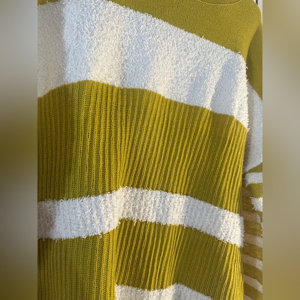 White Birch Mustard and White Striped Sweater - Picture 2 of 3